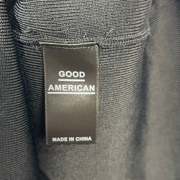 Good American Chain detailed knit tank mini dress black 2 M Ribbed Stretch Goth - Picture 12 of 16